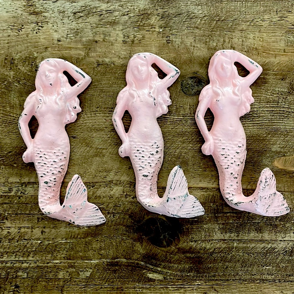 Rustic Mermaid wall hooks-set of 3